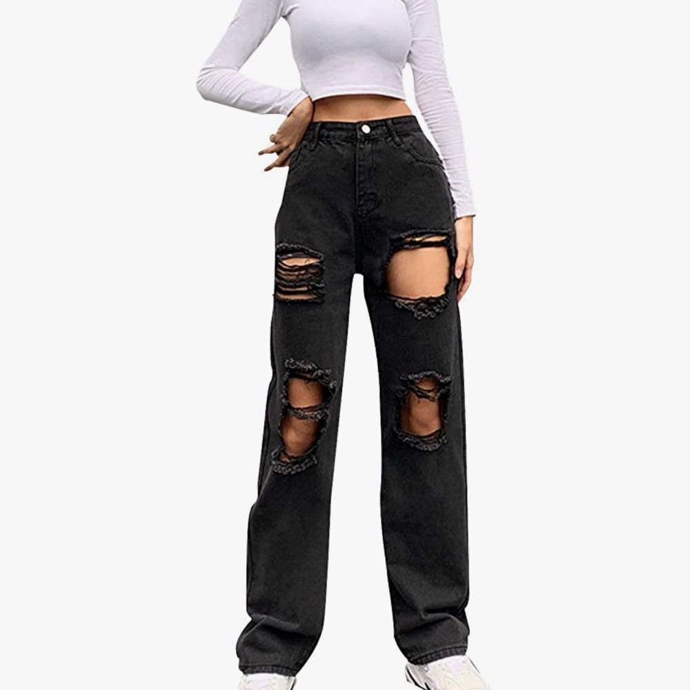 Ripped Boyfriends Jeans High Waist